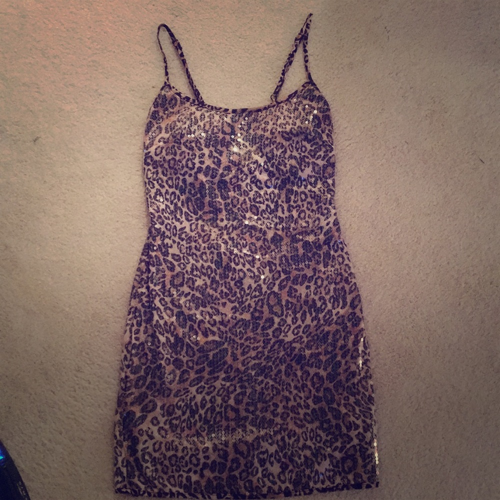 Sequin leopard mini dress